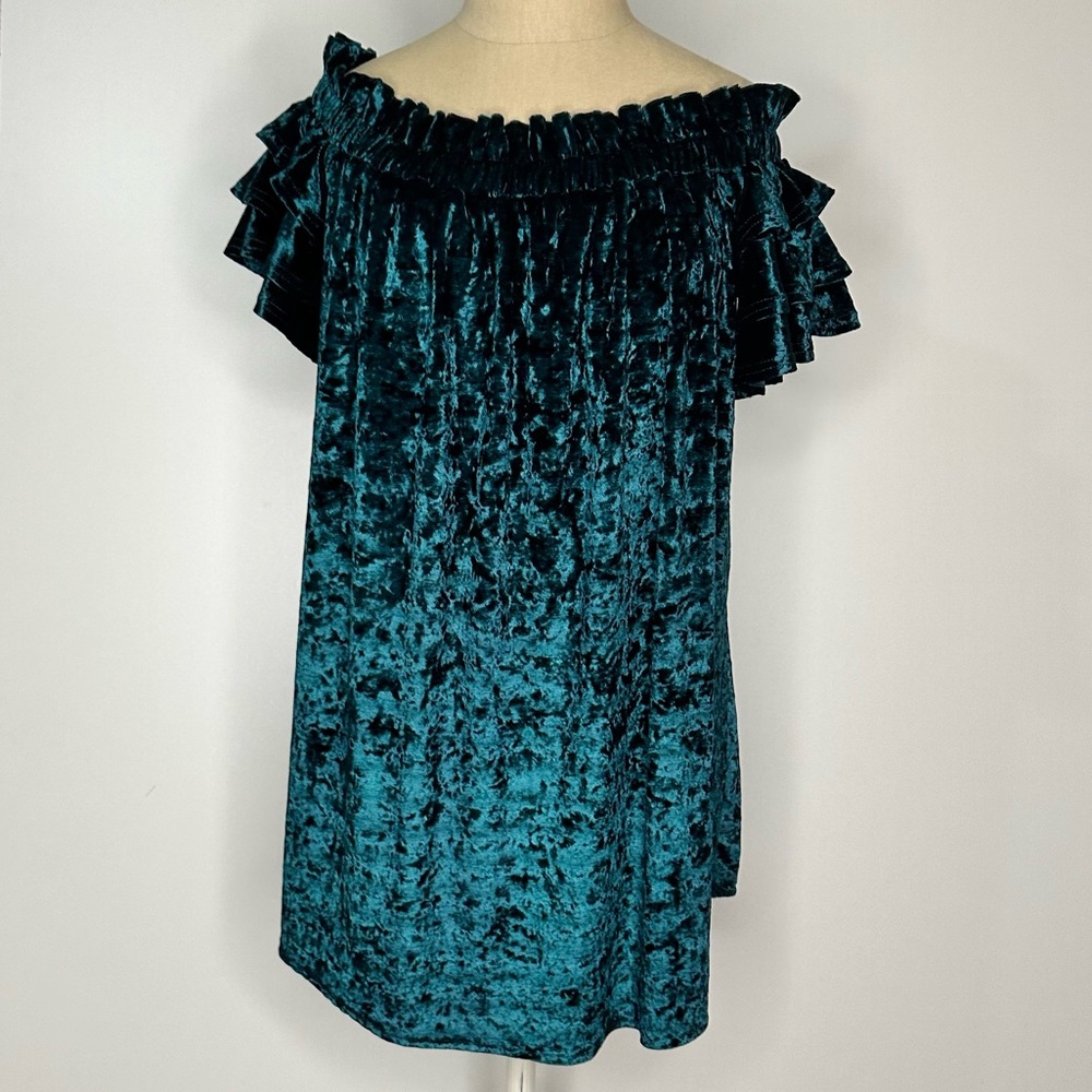 Umgee Green Ruffle Off The Shoulder Mini Dress small